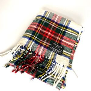 Christian Dior cashmere scarf plaid red green